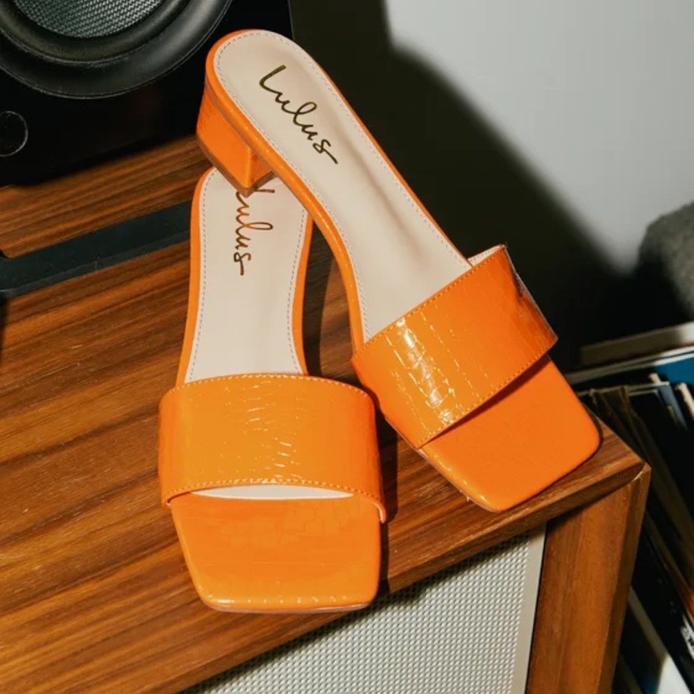 Janiya Orange Croc High Heel Sandals